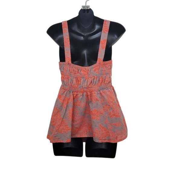 Free People Smocked Floral Peplum Boho Tank Top Women's Size 10 - Picture 4 of 6